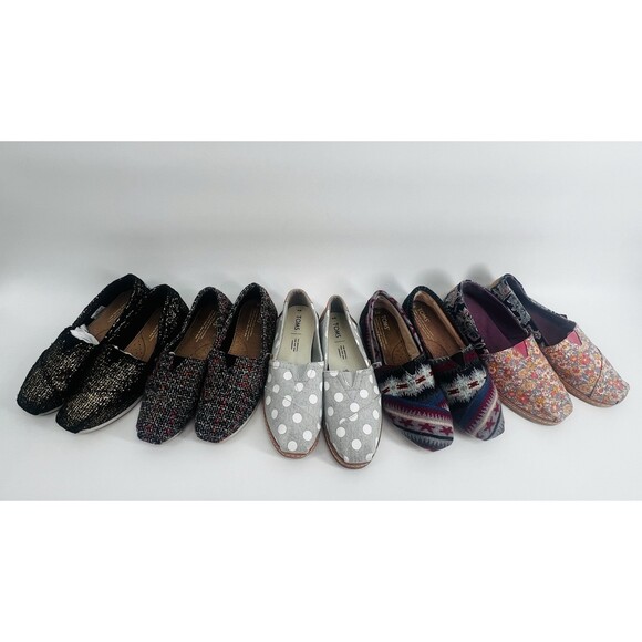 5 Pair LOT Toms Alpargata Women’s Shoes Canvas Flats Loafers 6.5W Mixed Bundle - Picture 1 of 16